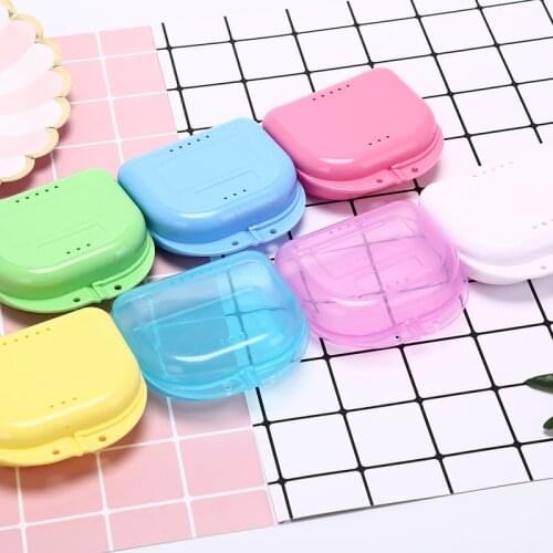 1PC Dental Storage Box Mouth Guard Plastic Denture Case Oral Hygiene Supplies Organizer Appliance Accessories Tools 7 Colors
