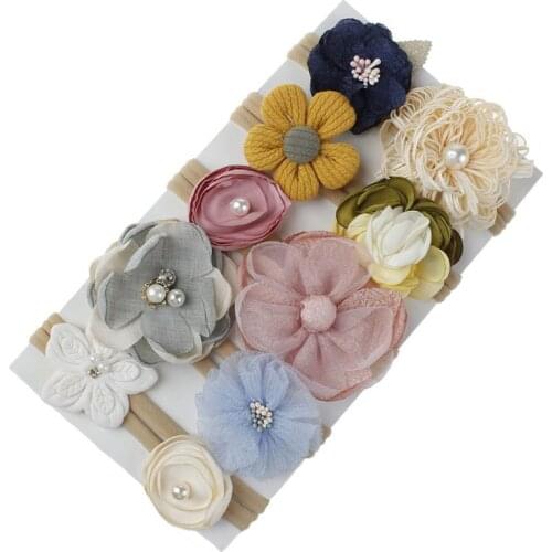 10pcs/set Kids Girl Handmade Hair Accessories Flowers Headbands Child Hairbands Headwear