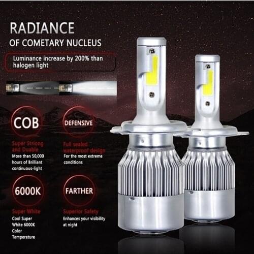 2Pcs New C6 Car Waterproof Led Headlights Car Headlight Bulbs Car Lighting 6000K