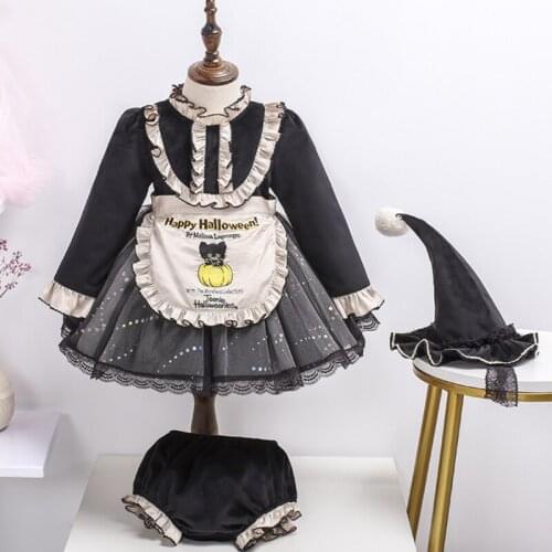 Halloween Tutu Costume For Kids 12M Baby Girl Christmas Boutique Outfits Ball Gown Spanish Baby Cosplay Dress 2PCS High Quality