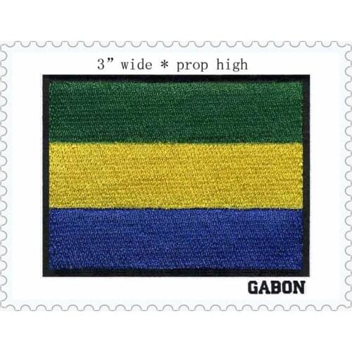 3" wide embroidery flag patch of GABON scout 3d embroidery fabric