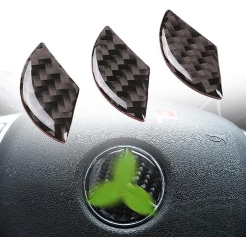 3Pcs Carbon Fiber Car Steering Wheel Logo Stickers Decals Trim Car Accessories Interior