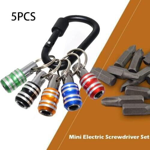 5pcs 1/4'' Screwdriver Socket Bit Hex Shank Bits Quick Release Easy Change Keychain Holder Extension Bar Drill Screw Adaptor