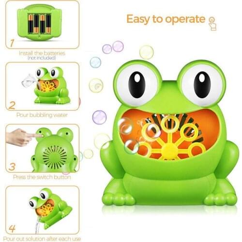 Colorful Bubbles Cute Frog Automatic Bubble Machine Gun Toy Summer Outdoor Soap Bubble Blower Maker Weddings Parties Supplies