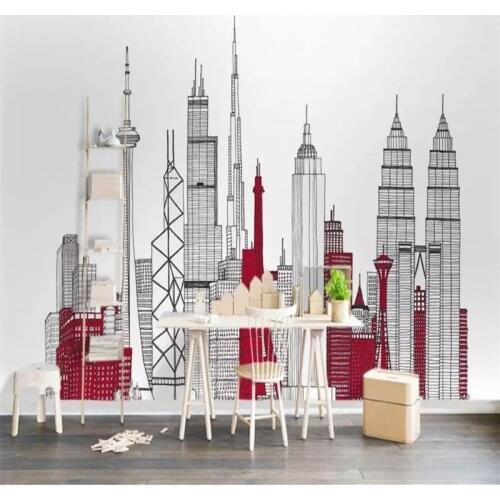 Seamless wallpaper building TV background wall custom large wallpaper mural 3D photo wall manufacturers wholesale