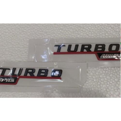 Black TURBO for ////AMG Number Letters Fender Emblems Badges 2pcs for Benz AMG