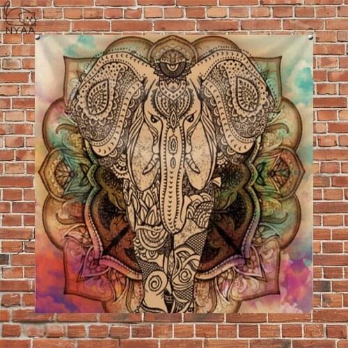 Bohemian Mandala Elephant Tapestry Wall Hanging Sandy Beach Picnic Throw Rug Blanket Camping Tent Travel Sleeping Pad