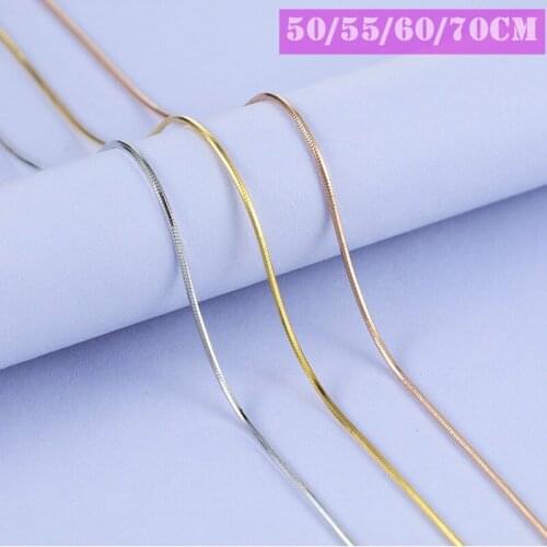 Lo Paulina S925 Sterling Silver Snake Chain Necklace 1.0mm 50~70cm Long For Female Europe Brand Chains Necklace Collar Bijoux