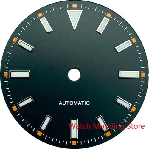 NEW Arrival 29mm Black Orange Watch Dial Milgauss Style Without Date Set For ETA2824 Miyota8215 Mov't Blue Luminous Copper
