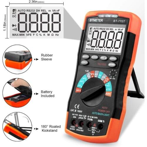 BTMETER BT-770T Digital Multimeter 6000 Counts True RMS Multimeter Auto Ranging for AC DC Current,Voltage Resistance Capacitance
