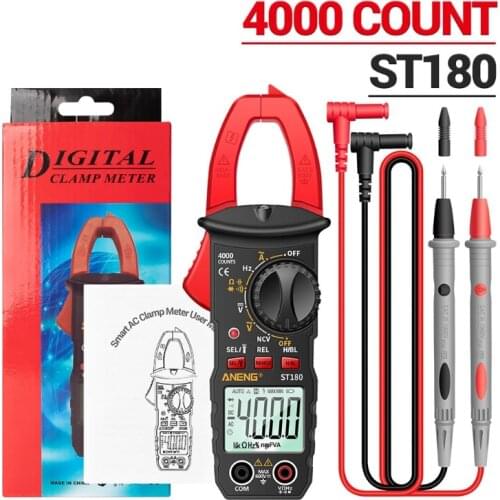 ST180 Multimeter Digital Clamp Meter 4000 Counts Ammeter Voltmeter Automotive Amplifier Capacitance NCV Ohm Test 964E