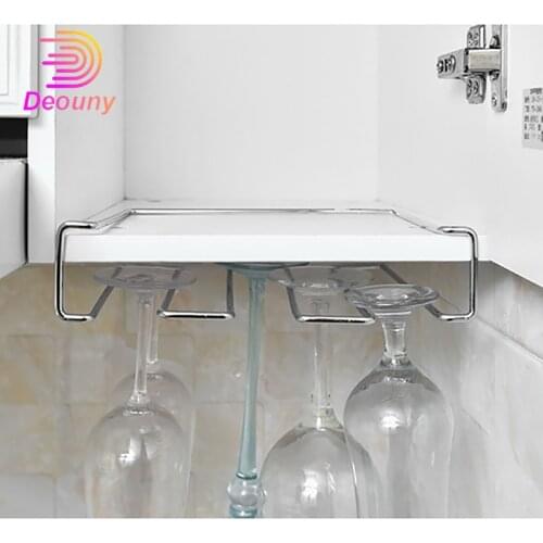 DEOUNY Wine Glass Bottle Holder Creative Portable Wine Rack Wall Stainless Iron Goblet Stand Metal Home Bar kitchen Accessories