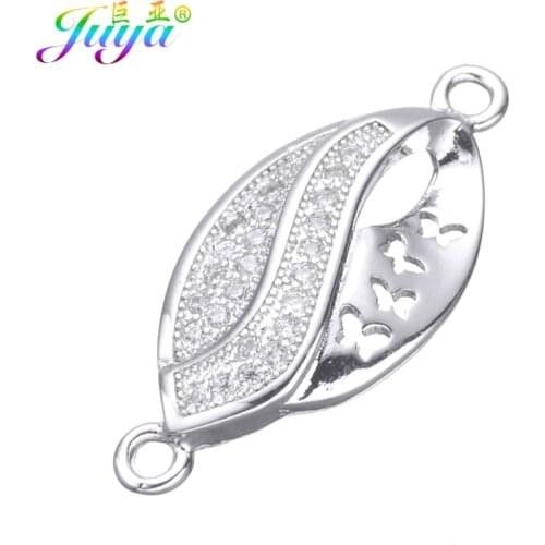 DIY Women Bracelets Necklace Earrings Findings Supplies Micro Pave Zircon Floating Flower Metal DIY Connector Charms Accessories