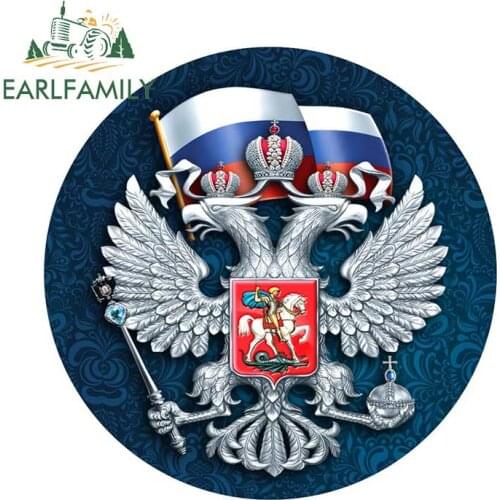 EARLFAMILY 13cm x 13cm The Emblem of The Russian Federation Car Sticker Double-headed Eagle Decals Window Fuel Tank Cap Stickers