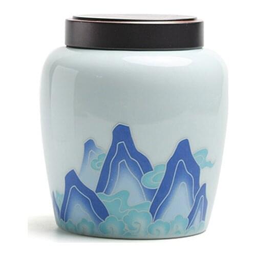 Glaze Painting Porcelain Tea Caddy Chinese Style Longjing Tea Storage Tanks Travel Sealed Bottle Coffee Candy Box Spice Jars