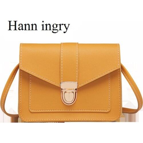 HANN INGRY Korean Version Single Shoulder Bag Lock Small Square Pack Stereotype Bag Vertical Version Mobile Phone Wallet H97D