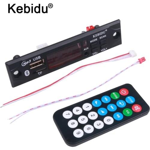 Kebidu 5V 12V MP3 WMA Decoder Board Wireless Bluetooth Car Audio USB TF FM Radio Module with Remote Control For Car accessories
