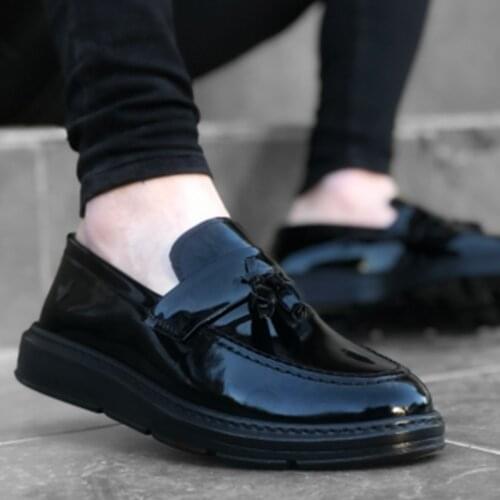 BA0005 Step-in High Base Classic Patent Leather Arched Tassels Men Shoes Special Occasions Wear Reduced Production Of Turkey