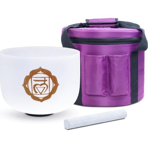 KVKA meditation 432hz GOLDEN CARVING CDEFGAB Note Chakra 8 inch Frosted Crystal singing bowl with free case