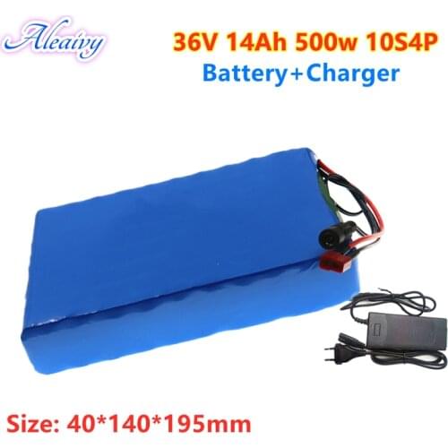 Aleaivy NEW 36V 14Ah 500w 10S4P lithium ion rechargeable battery pack 42v electric bicycle electric car with 15A discharge BMS