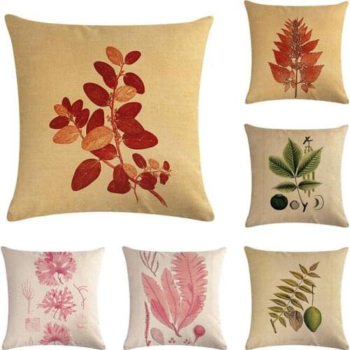Leaf design linen pillow cover Angiosperm Plant Green Red Leaves sofa cushion cover decorative pillow case ZY220