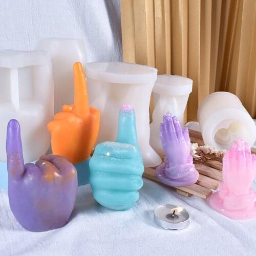 A Set of Gestures Silicone Candle Mold for Handmade Desktop Decoration Gypsum Epoxy Resin Aromatherapy Candle Silicone Mould