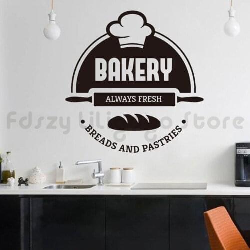 Etiqueta de la pared de la tienda de pasteles de panadería calcomanía de la pared del pan fresco vinilo de la pared de la tiF397