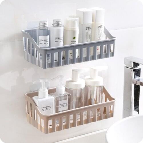 Wall-Mounted Storage Shelf Hanging Rack Basket Space-Saving Hollow Out Rectangle Organizer Holder for Bathroom kitchen Shelves
