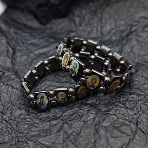 2021 New Obsidian Religious Iconography Bracelet for Man Faith Bracelet Beaded Bracelet Temperament Jewelry Wholesale Bracelet