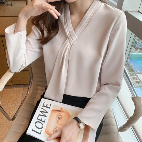 Chikichi 2021 Fall New Professional Ol Chiffon Shirt Fashion Design White Ladies Pullover Top Thin Blouse Women Plus Size