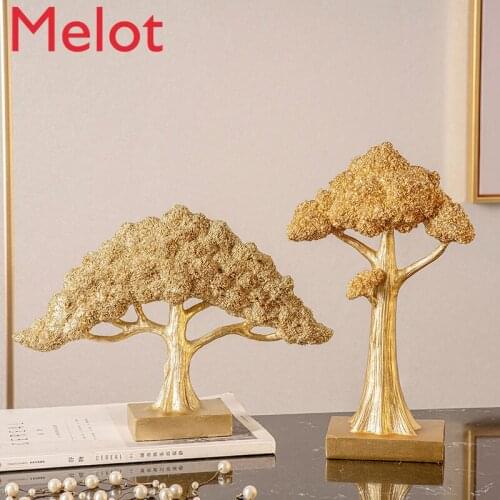 New Chinese lucky tree entrance porch ornaments creative gold office decorations home living room wine cabinet decoration