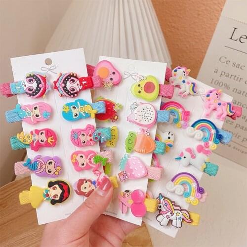 2-10Pcs/Set New Baby Girls Cartoon Hair Clips for Girls Lovely Ice Cream Fruit Unicorn Hairpin Hairgrips Barrettes Kids Headwear