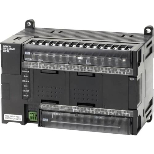 CP1L-EM40DT-D PLC, 24 VDC supply, 24 x 24 VDC inputs, 16 x NPN outputs 0.3 A, 2 x analog inputs, 10K steps program + 32K words d