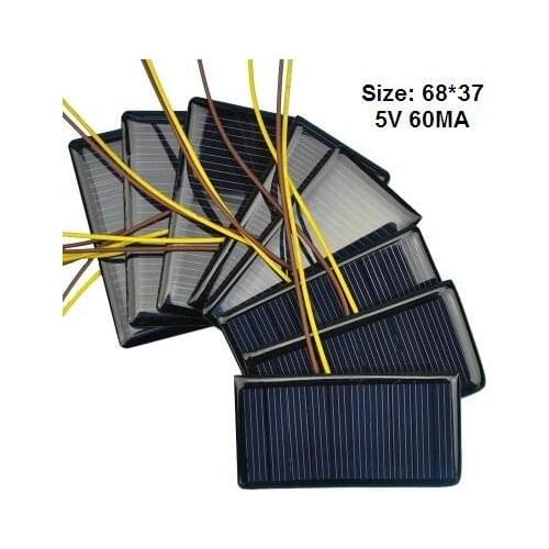 5V solar panel 60ma poly crystalline solar cell panel with wires for charging battery diy solar charger