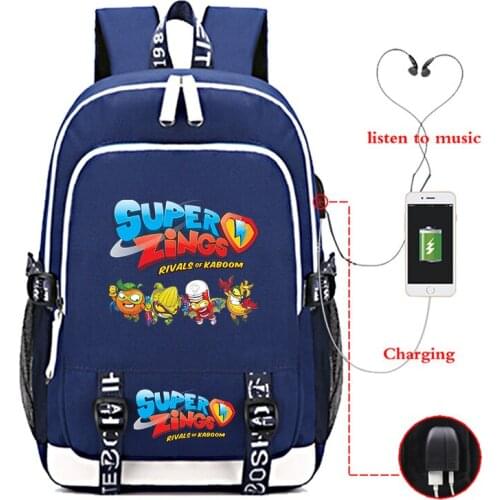 New Super Zings Unisex USB Charging Backpack Laptop Bag Capacity Backpack Multi-functional Travel Mochila Feminina