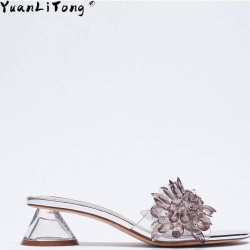 2021 Summer New ZA Womens Sandals Silver Beaded High Heel Sandals for Women