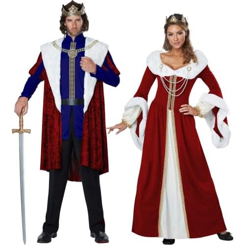 Alloween Sexy Royal Retro Couple Cosplay Costume European Court King Queen Christmas Party Dress