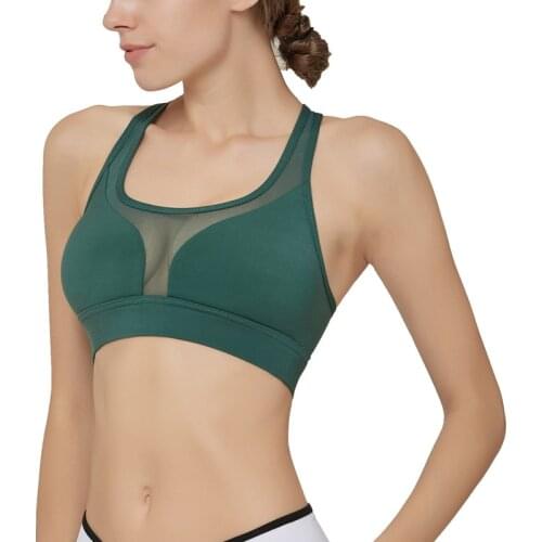 Shi Nuoxuan sports bra gathered mesh stitching horizontal strips beautiful back fitness yoga running underwear back strap pocket