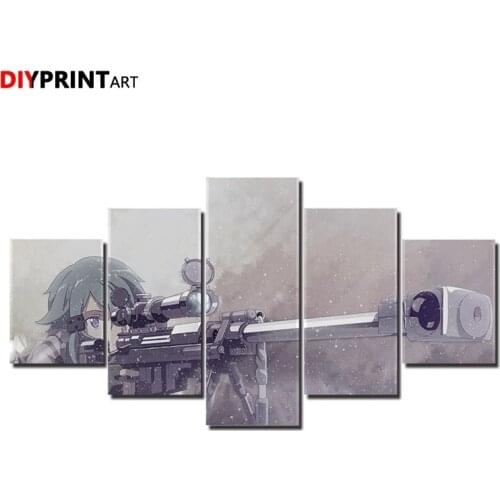 Sword Art Online Sinon 5 Panel Wall Decor Decorations for Home A1753