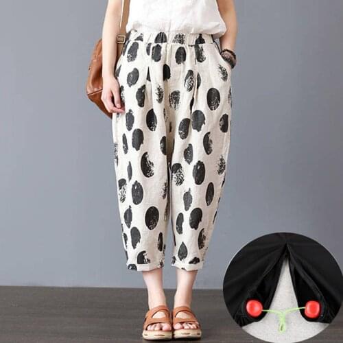 Outdoor Sex Pants Women Spring Summer Autumn Fashion Cotton Linen Harem Pants Open Croch Zippers Sex Trousers Clothes Plus Size