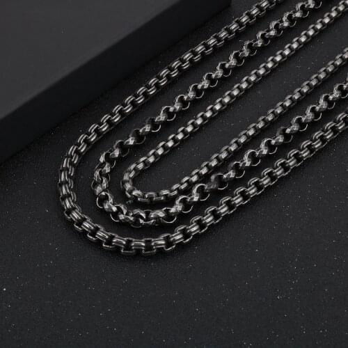 5/7/8mm Width Vintage Mens Chain Necklace Hip Hop Cuban 316L Stainless Steel Black Mens Fashion Jewelry Gift