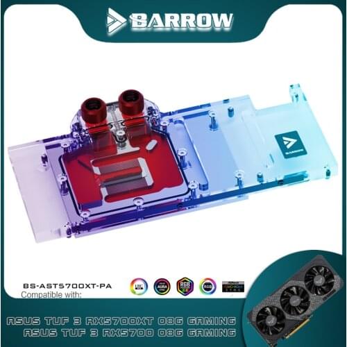 Barrow full cover GPU Water Block for ASUS TUF 3 5700XT /5700 O8G GAMING MotherBoard 5V SYNC AURA GPU Cooler BS-AST5700XT-PA