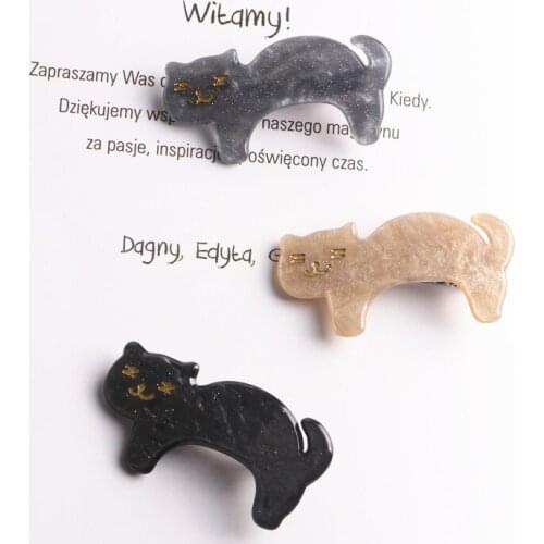 Acrylic Handmade Cat Cartoon Hair Accessories For Girls Shiny Diamond Hair Bows Rim Hairpin Hair Clips Barrette