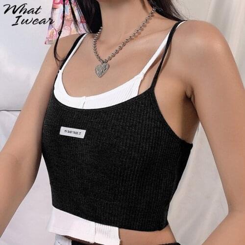 Women Casual Tank Top Slings Y2k Crop Tops Soft Fabirc Tops Sleeveless Party Club Autumn 2020 Female Basic vest outfit