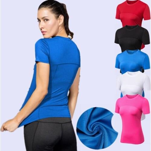 New Running Solid Color Shirt Women Fitness Top Sport Clothing Out Yoga Top Breathable Quick Dry Crop Top For Women Gym T-Shirt