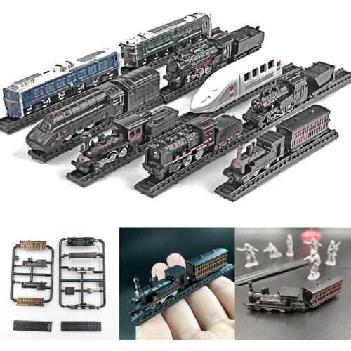 1/200 4D Steam Electric Locomotive Train Model 7cm Mini Plastic Building Kit Sand Table Assembly Toy For Children Gift
