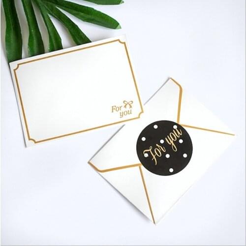 10pcs/lot cute Bronzing Gold Edge Greeting Cards for you white Creative Decoration Golden Envelope DIY 100*80mm