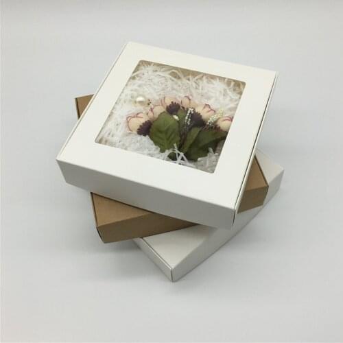 12Pcs 16x16x3.5cm DIY Kraft Gift Display Box Brown/White Paper Soap Box Kraft Cardboard Square Jewelry Packing Carton Boxes