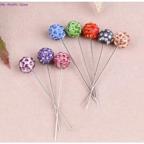 30Pcs Muslim Hijab Scarf Pins Crystal Ball Brooch Pin Fashion Scarf Clip Wedding Pin For Women Rhinestone Ball Brooch