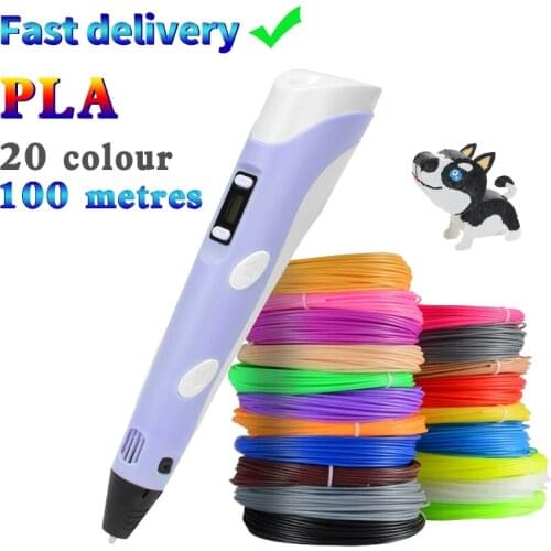3D Printing Pen DIY Drawing Pen With LCD Display 3D Pen With 20 Colors 100 Meter PLA Filament Christmas Birthday Gift for Child
